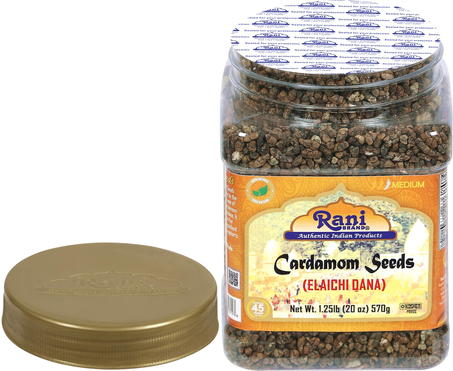 Rani Cardamom Decorticated Seeds - All Natural, Vegan, Gluten Friendly, NON-GMO - 20oz (1.25lbs) PET Jar