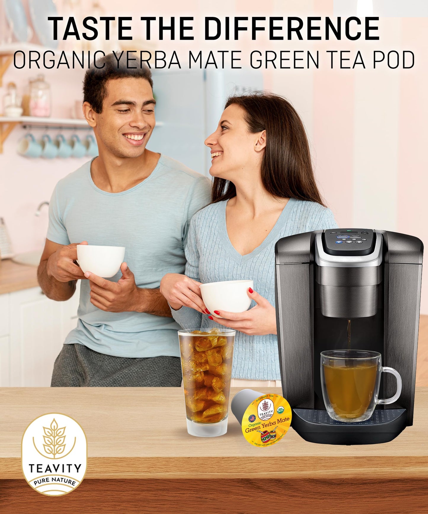 Teavity Organic Yerba Mate Tea Pods for Keurig, Green, 36 Count
