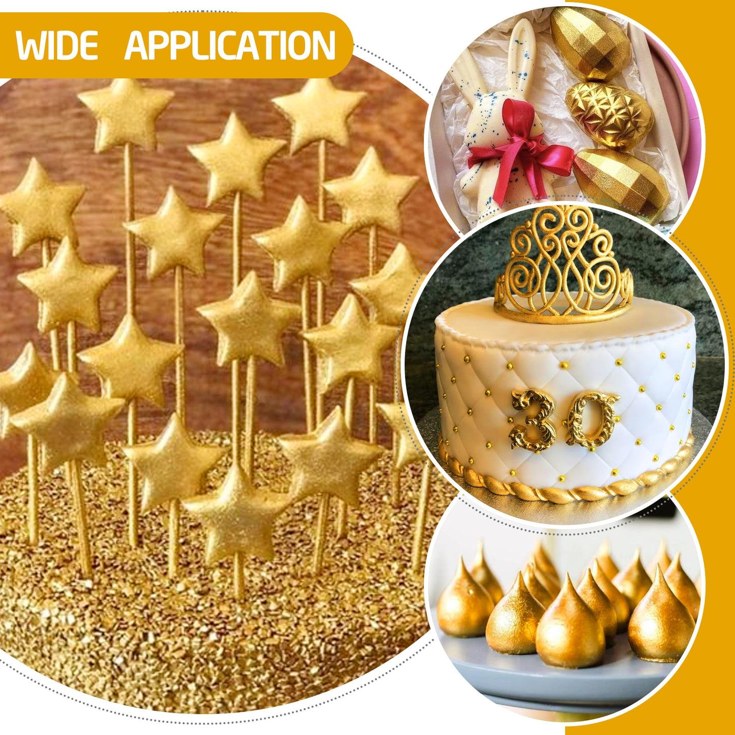 DecorRom Edible Glitter Spray, 0.75 oz Gold Luster Dust for Cake Decorating, Cocktails, and Drinks, Model A0209