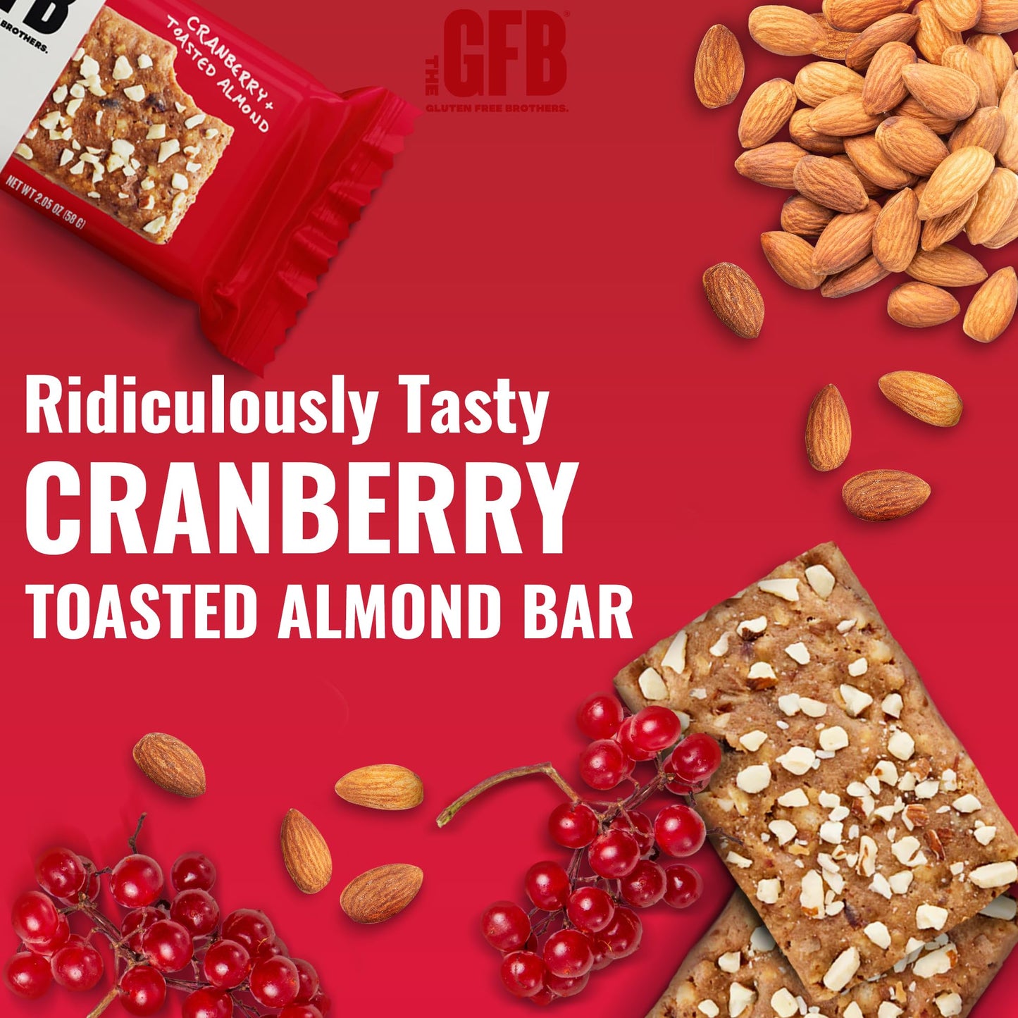 The Gluten Free Brothers - Cranberry Toasted Almond Snack Bars - Gluten Free Protein Bars - Non Gmo, Soy Free, Dairy Free, Vegan