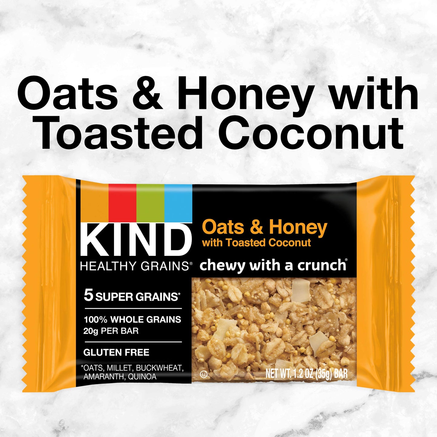 Kind Healthy Grains Oats & Honey With Toasted Coconut Bars, Gluten Free Snacks, 1.2 Oz Bars (40 Count)