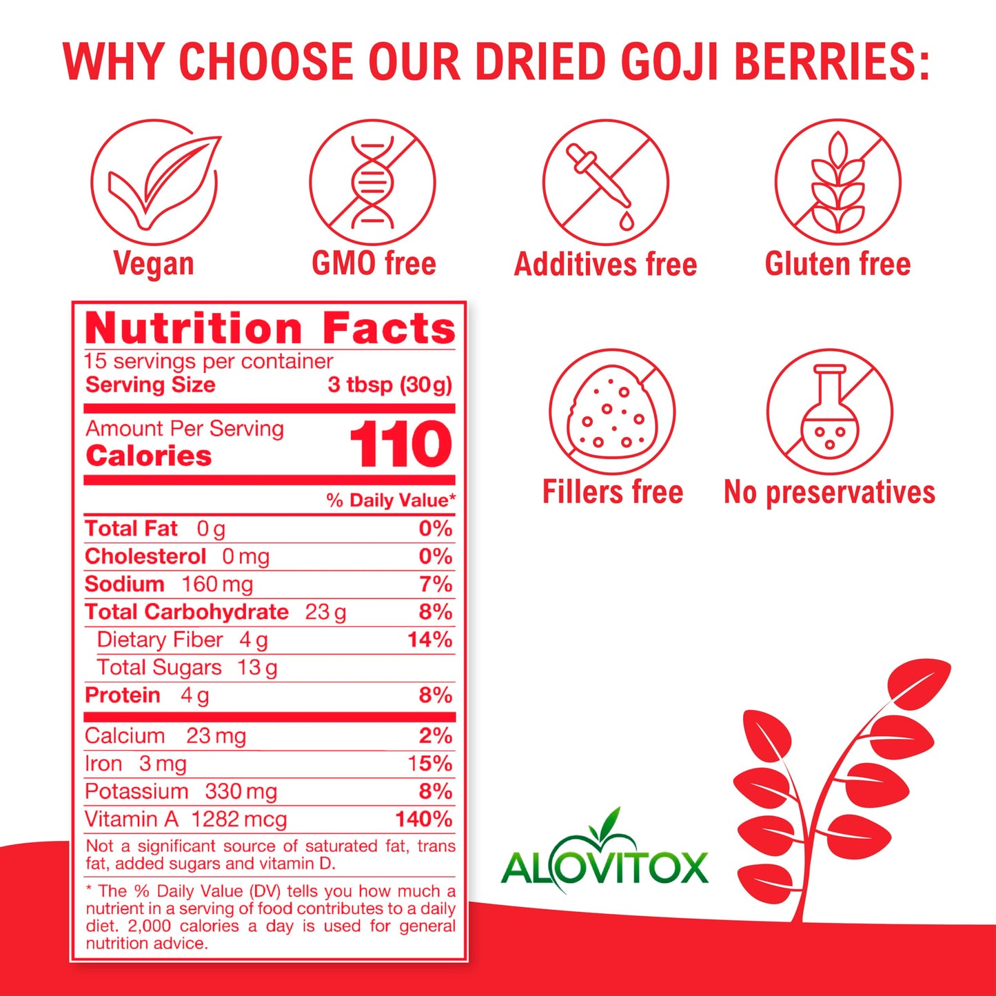 Organic Goji Berries Dried 16 Oz | Raw, Vegan, Gluten Free Dried Goji Berries Organic Dried | High Plant Based Protein, Vitamin