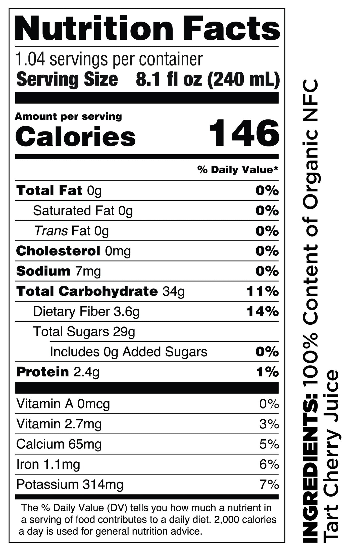 Pomona Organic Pure Tart Cherry Juice, Cold Pressed, Non-Gmo, No Sugar Added, Not From Concentrate, Gluten Free, Kosher Certified, Preservative Free,8.4 Fl Oz (Pack Of 12)