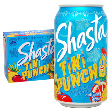 Shasta Tiki Punch | 12-Pack Of 12Oz Cans | Tropical Fruit Punch Flavor | Sweet & Bold | Energy Blend-Free