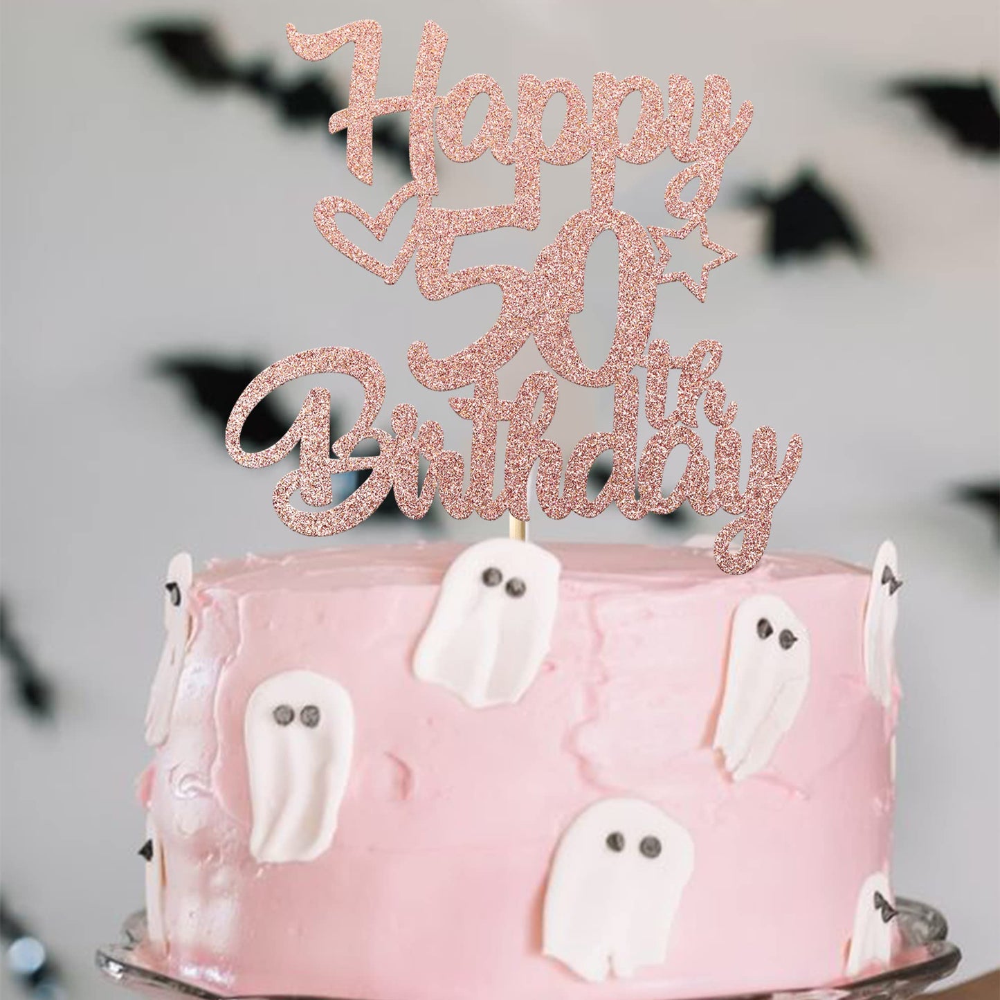 1 Pack Happy 50Th Birthday Cake Topper Glitter Heart Star 50 Fabulous Cake Pick Birthday Sign Cake Decorations For Children 16Th