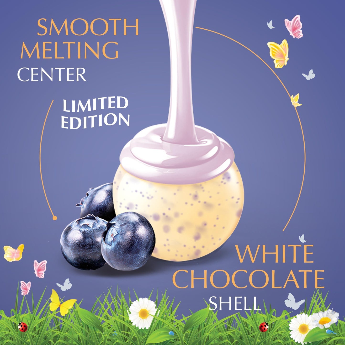 Lindt Lindor Blueberries & Cream White Chocolate Truffles, White Chocolate Easter Candy With Blueberries And Cream Truffle Filli