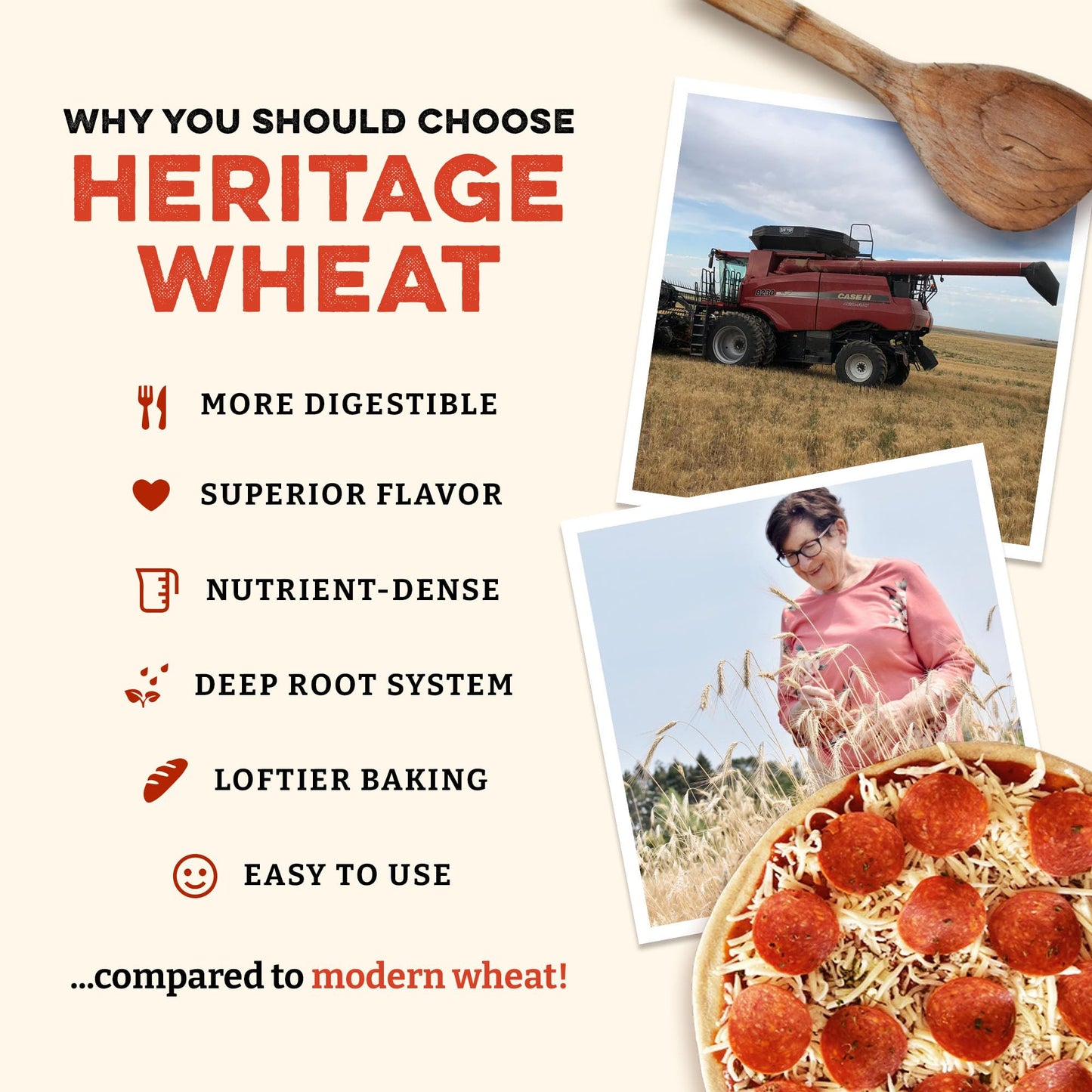 Sunrise Flour Mill USDA Organic Heritage Pizza Flour - 5 lbs | Milled from Hard Red Wheat | Easier to Digest with Less Bloating | No Bleaching or Bromating | Zero Additives
