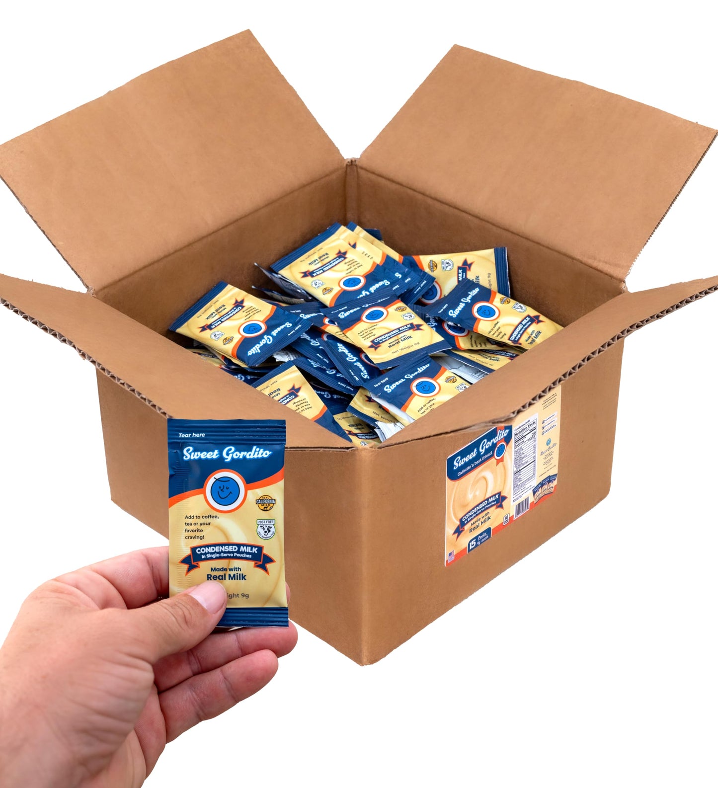 Sweet Gordito Sweetened Condensed Milk Creamer Singles - 60 Pack, 0.9 Oz, Non-Refrigerated Coffee & Tea Creamers