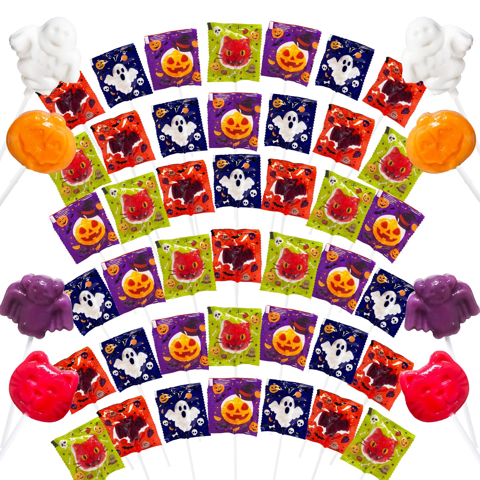 Trick or Treat - Halloween Candy Individually Wrapped Lollipops Suckers Bulk 42  Candlelit Pumpkins  Victorian Wraiths  Moonlit Familiars and Gargoyles Kin  Halloween-Themed Snacks for Goodie Bags