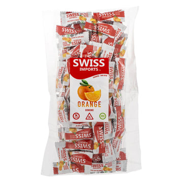 Swiss Imports Sugar Free Bonbons Hard Candy Drops, Orange, 100 Individually Wrapped Pieces, 250g/8.8oz