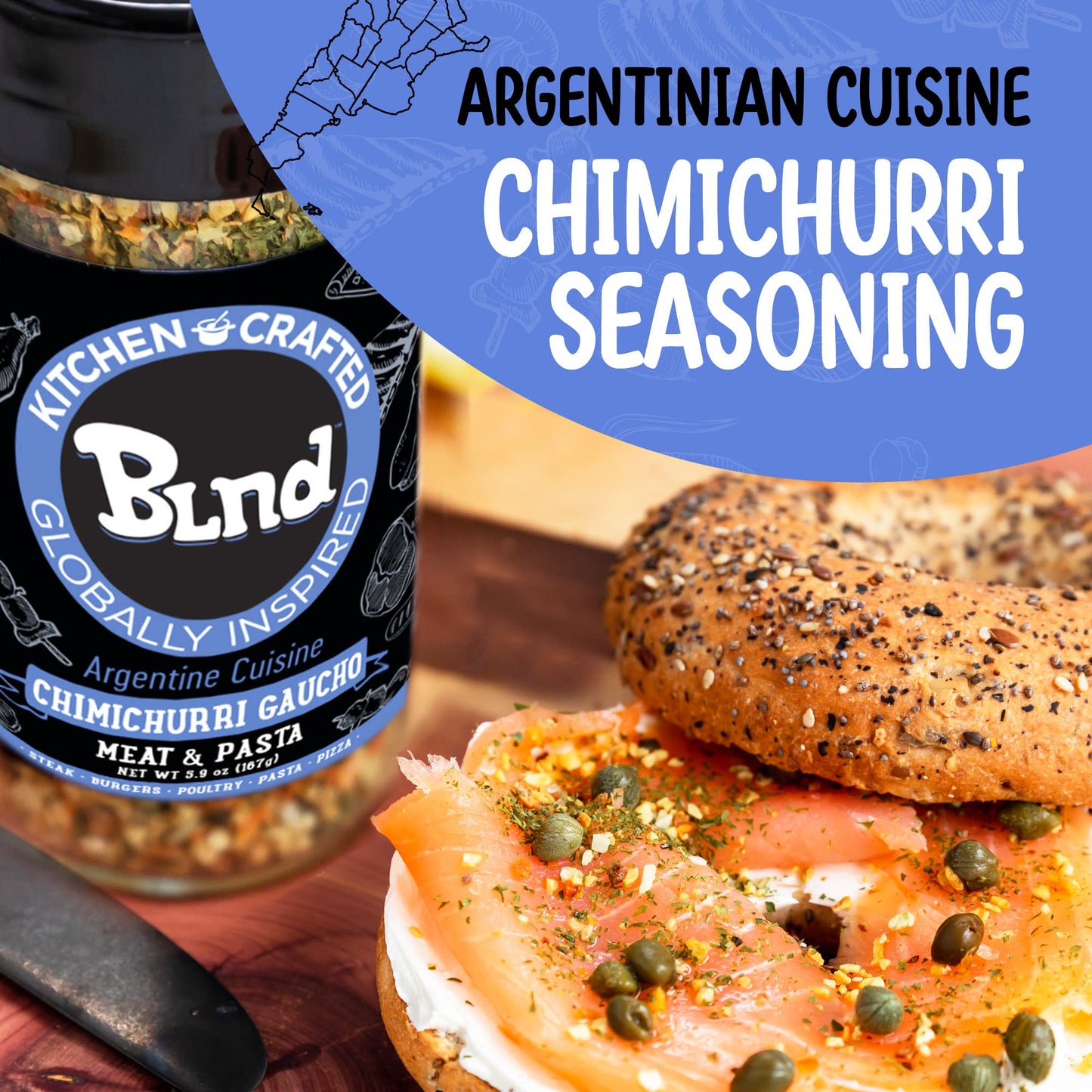 KITCHEN CRAFTED BLND Chimichurri Seasoning Dry Rub, 5.9 oz, Argentinian Herbs & Spices for Pizza, Steak & Poultry