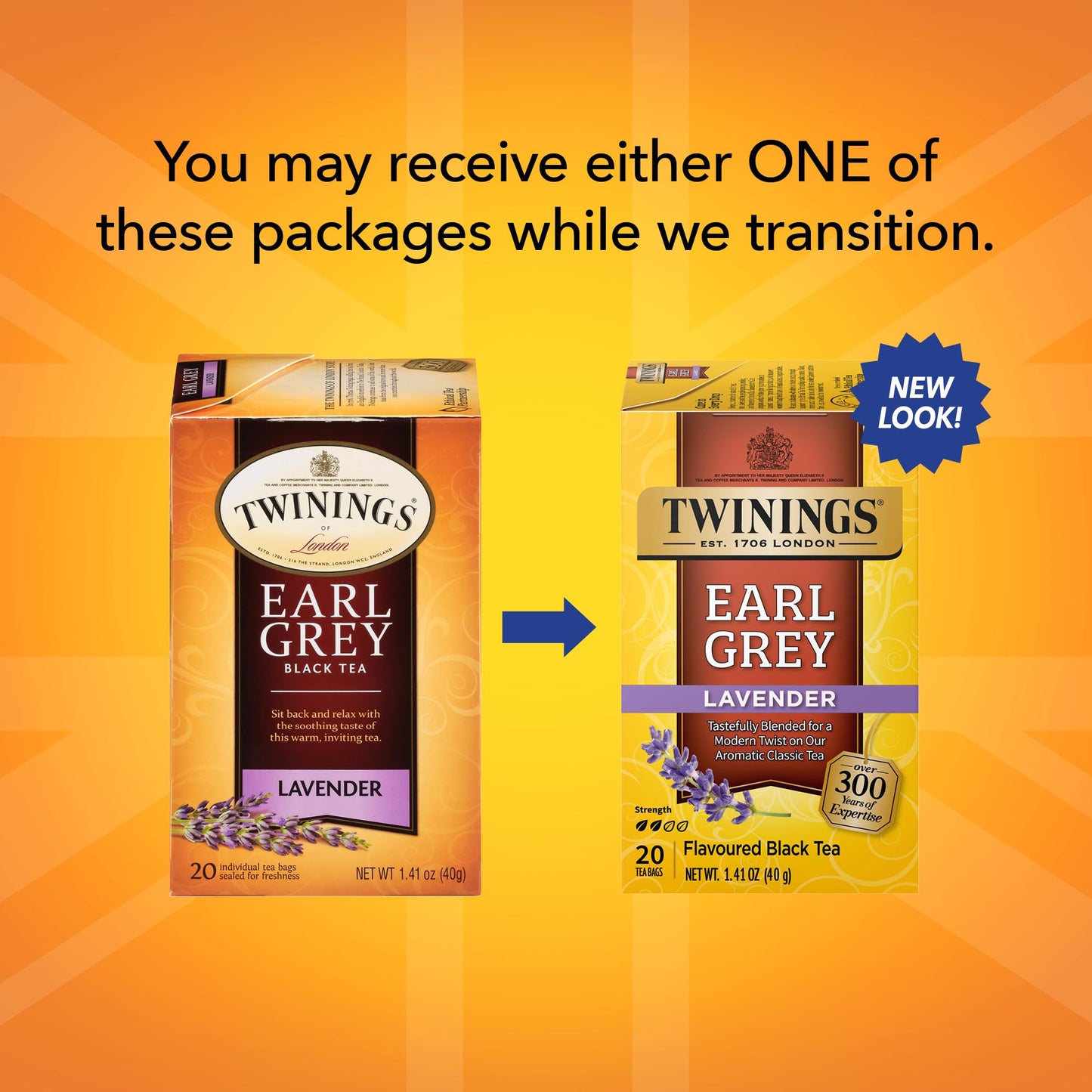 Twinings Earl Grey Lavender Tea 2-Pack – Caffeinated Black Tea Blend, Individually Wrapped Tea Bags, 20 Count Each