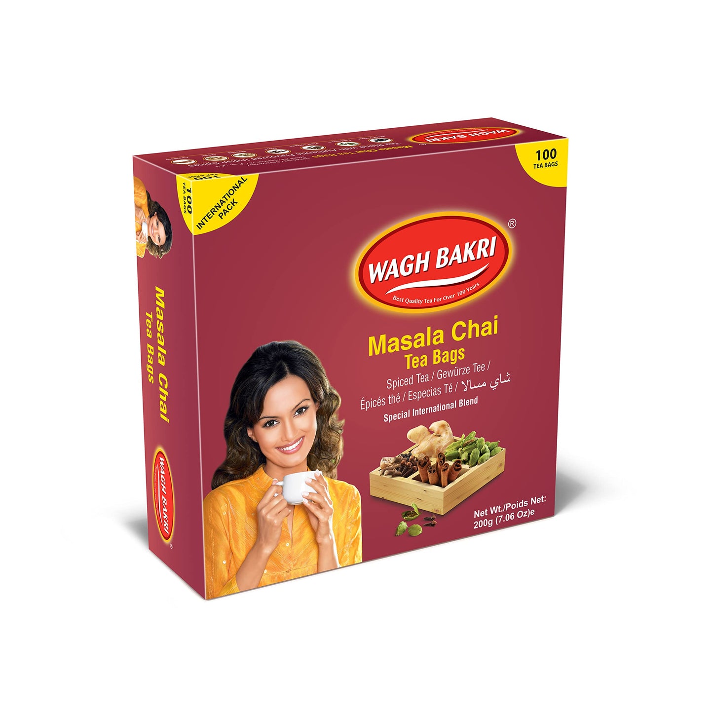 Wagh Bakri Masala Chai Tea Bags  100 Tea bags of Special International Blend  200 grams