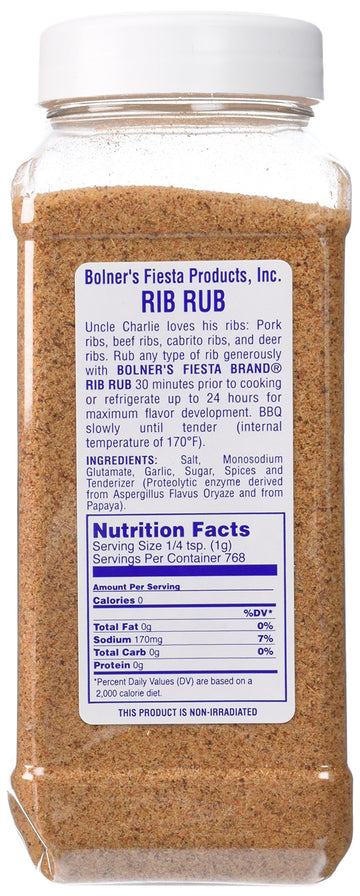 Anogol Bolners Fiesta Rib Rub, 20 Ounce, Perfect for Grilling and Barbecuing