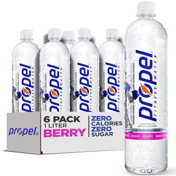 Propel Berry Flavored Water, Pack of 6, 33.8 Fl Oz Each, Clear