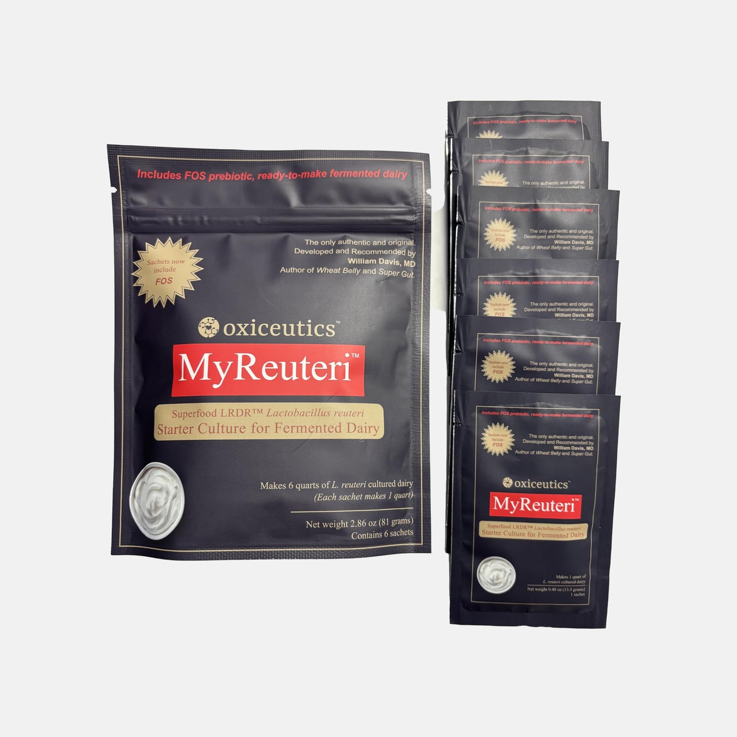 MyReuteri Complete Starter Culture - LRDR + 13 g FOS Prebiotic and Probiotic Live Cultures - Makes 6 Quarts Yogurt-Like Cultured Dairy - Developed with Dr. William Davis