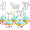 30PCS Happy 20th Birthday Cupcake Toppers Cheers to 20 Vintage 2005 Cupcake Picks Hello 20 Twenty 20th Birthday Decorations for 