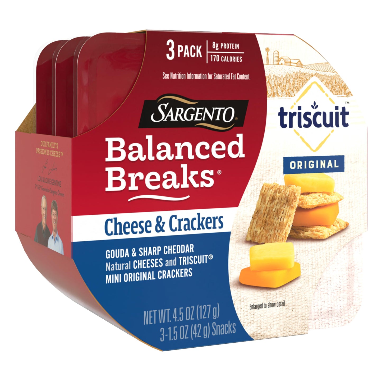 Sargento Balanced Breaks Cheese & Crackers, Natural Gouda & Sharp Cheddar Cheeses and TRISCUIT Mini Original Crackers Snack Kit,