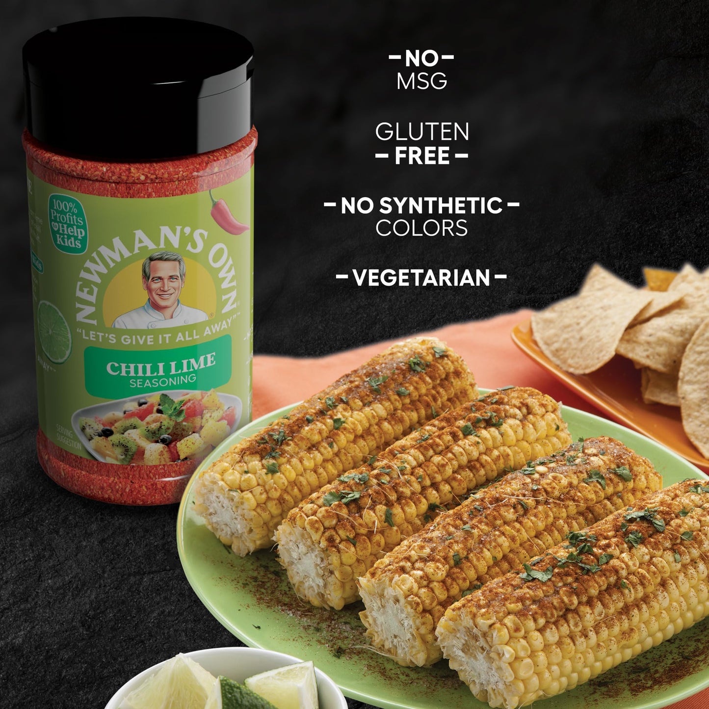 Newmans Own Chili Lime Seasoning; Perfect Spices for Topping Fruit and Rimmer, No MSG, Gluten Free; Kosher; 8.47 Oz. Bottle