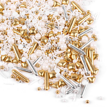 Gold Sprinkles For Cake Decorating 3.5 Ounces, Edible Gold White Silver Sprinkles For Cupcake Topper, Cookiess, Perfect For Wedd
