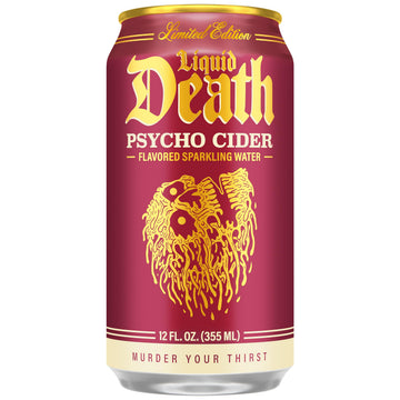 Liquid Death Sparkling Water, Apple Cider Flavor, 12 oz Cans, 12-Pack, Low Sugar, No Artificial Sweeteners