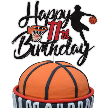 Basketball Happy 11Th Birthday Cake Topper 11 Eleven Years Old Basketball Player Scene Cake Decoration Sport Theme Eleventh Birt