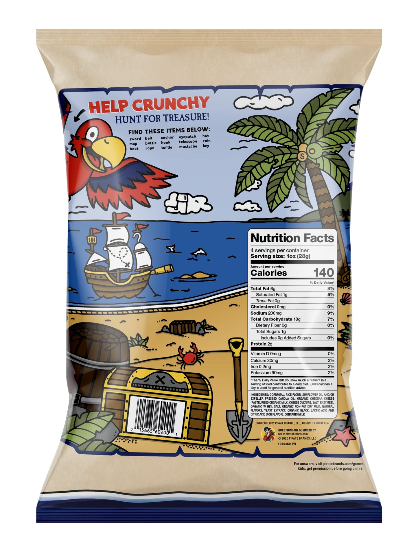 Pirate's Booty Aged White Cheddar Cheese Puffs, Gluten-Free Snacks, 4oz