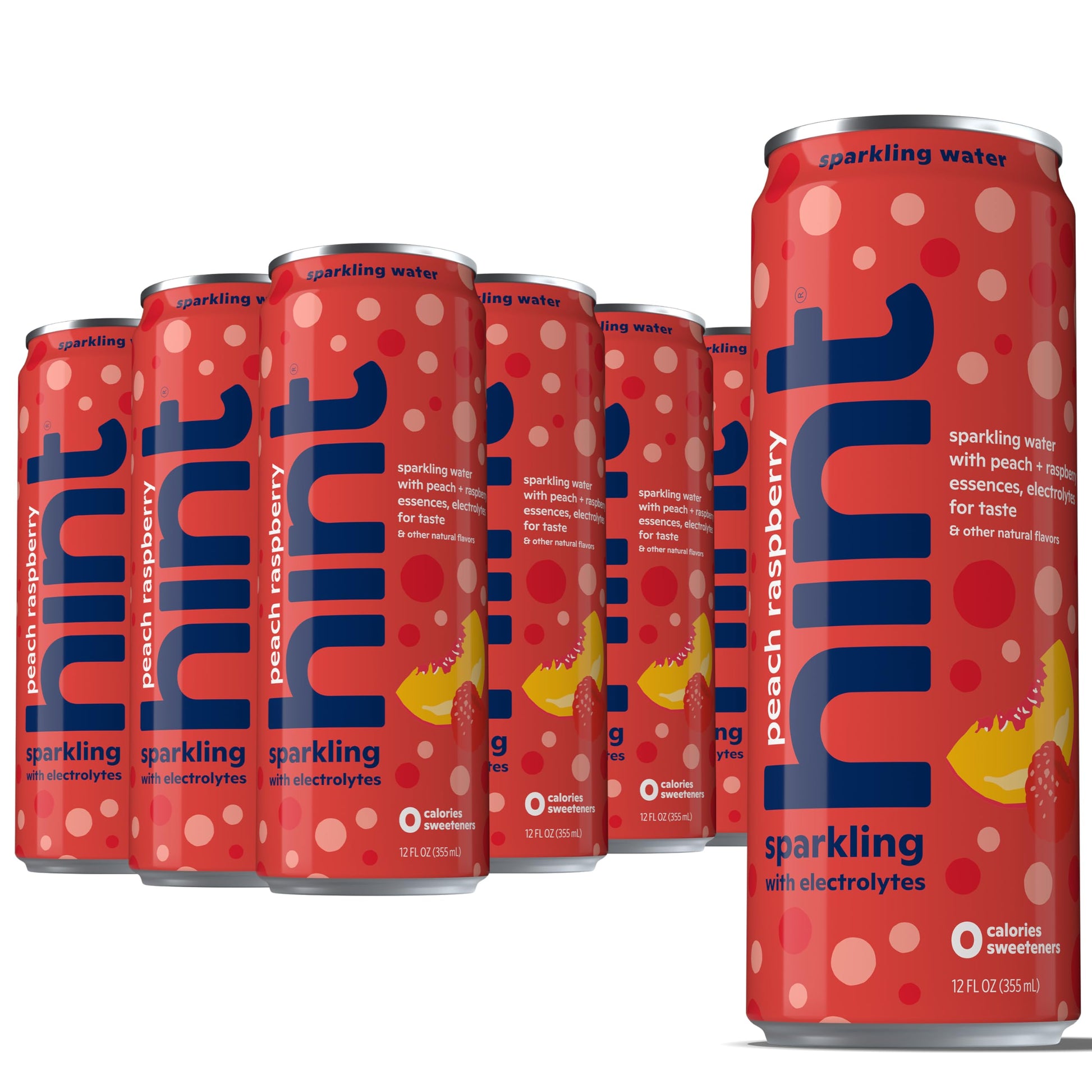 Hint Sparkling Water Peach Raspberry - Flavored Water Beverages with Electrolytes, Zero Calories - 12 Fl Oz Cans (Pack of 12)