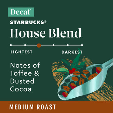 Starbucks K-Cup Coffee Pods, Medium Roast Coffee, Decaf House Blend For Keurig Coffee Makers, 100% Arabica, 1 Box (22 Pods)