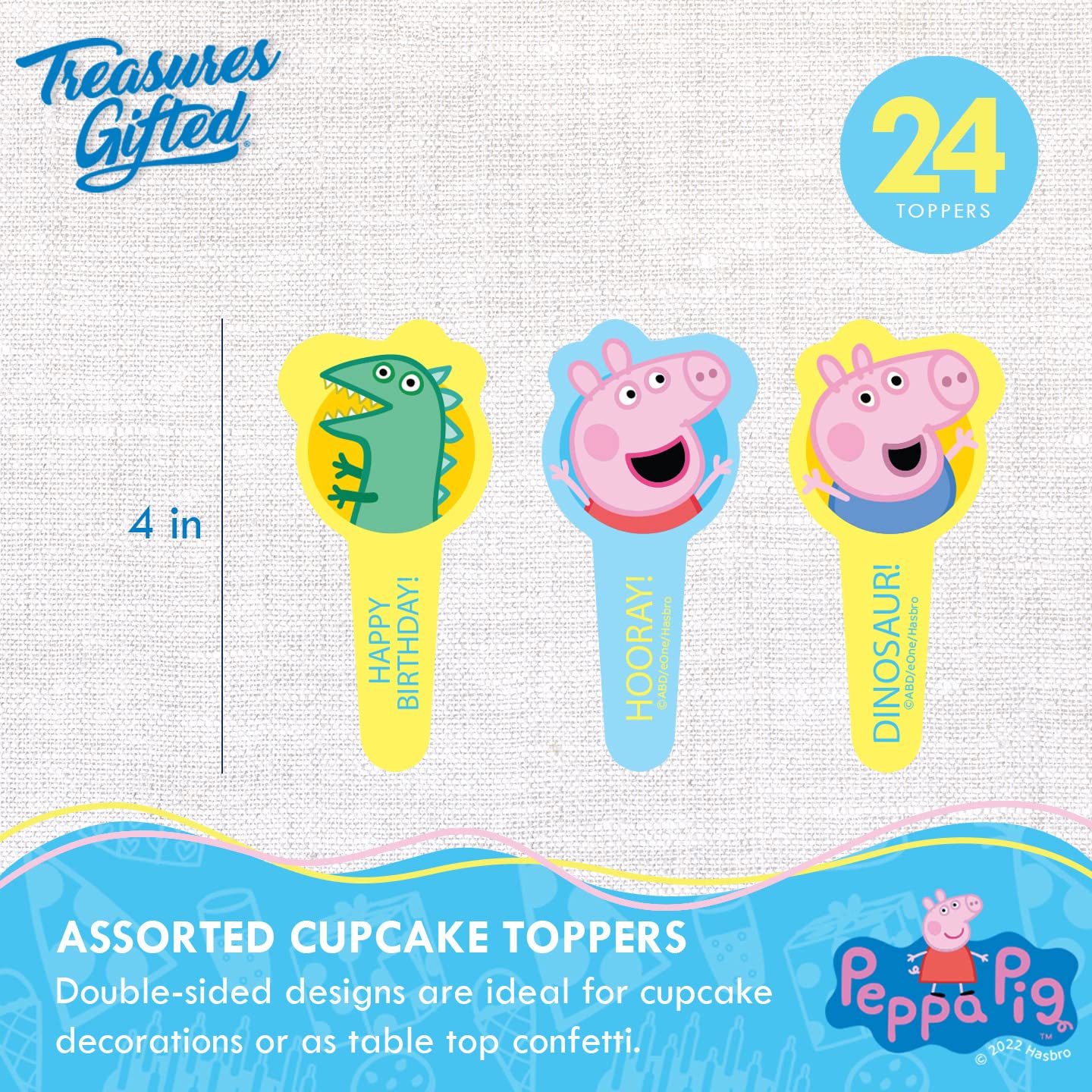 Treasures Gifted Officially Licensed Peppa Pig Birthday Party Supplies - Cake Topper Set - 1 Peppa Pig Cake Topper & 24 Peppa Pi