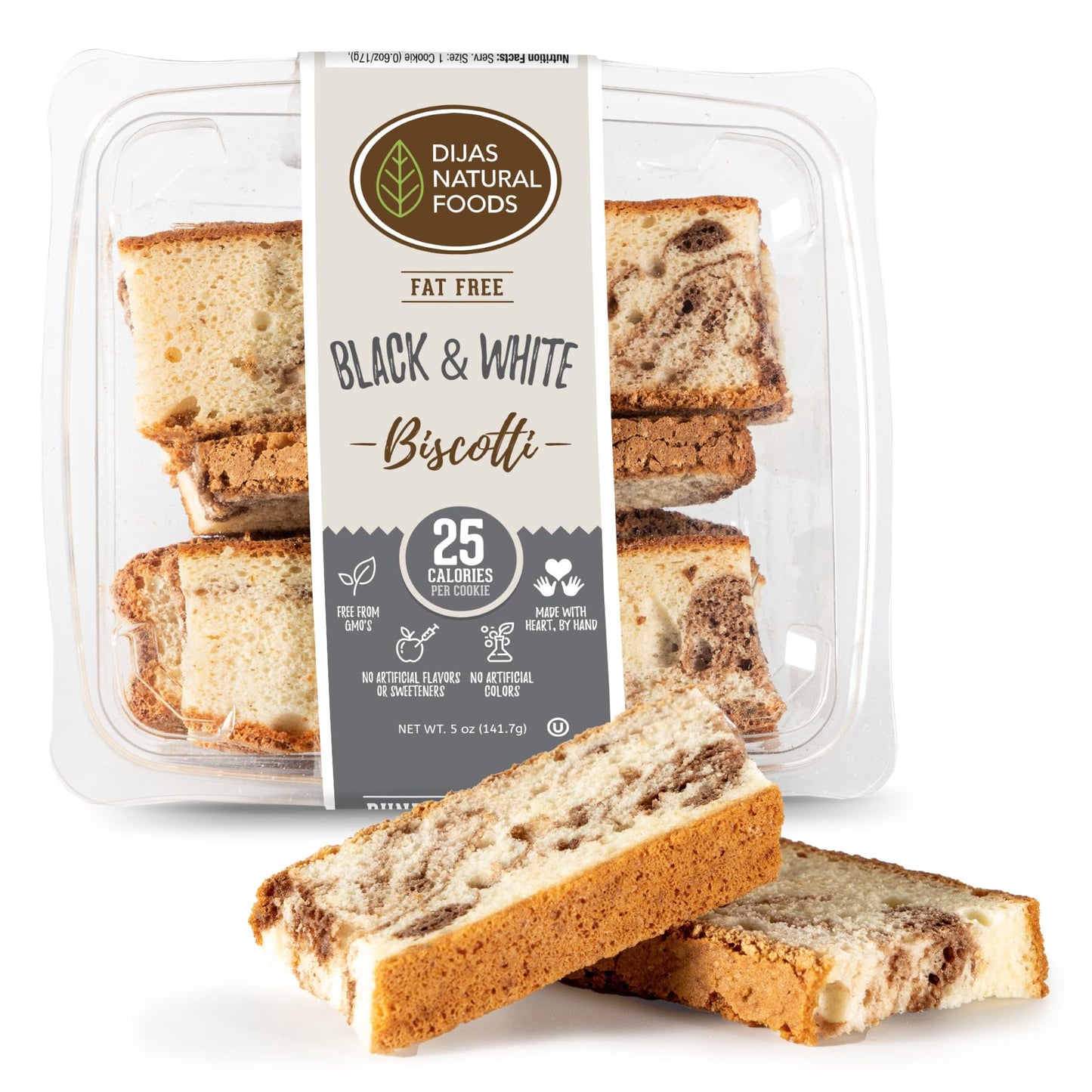 DIJAS Natural Foods, Fat Free Biscotti Cookie, All Natural Preservative Free Ingredients, Delicious Low Calorie Snack (5 ounces,