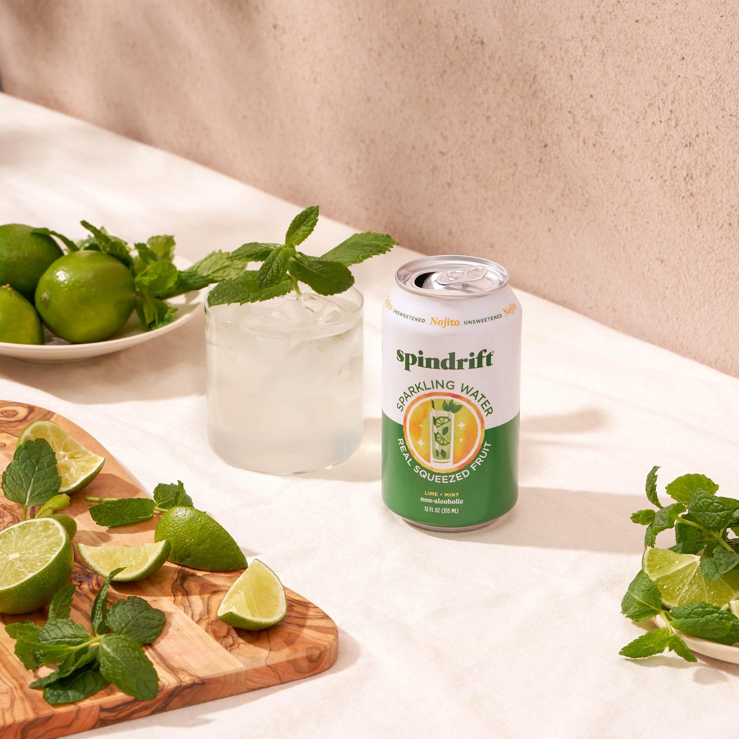 Spindrift Sparkling Water, Nojito Flavor, 12 Fl Oz Cans, Pack of 24, 4 Calories per Can