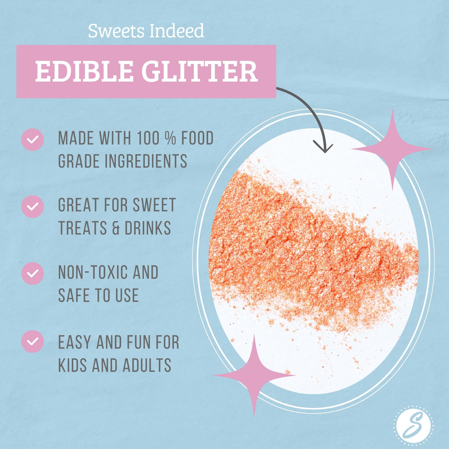 Sweets Indeed, Edible Glitter, Orange, Halloween, Perfect for Drinks, Cocktails, Beverages & Cake Decorating, Dessert Cake Toppe