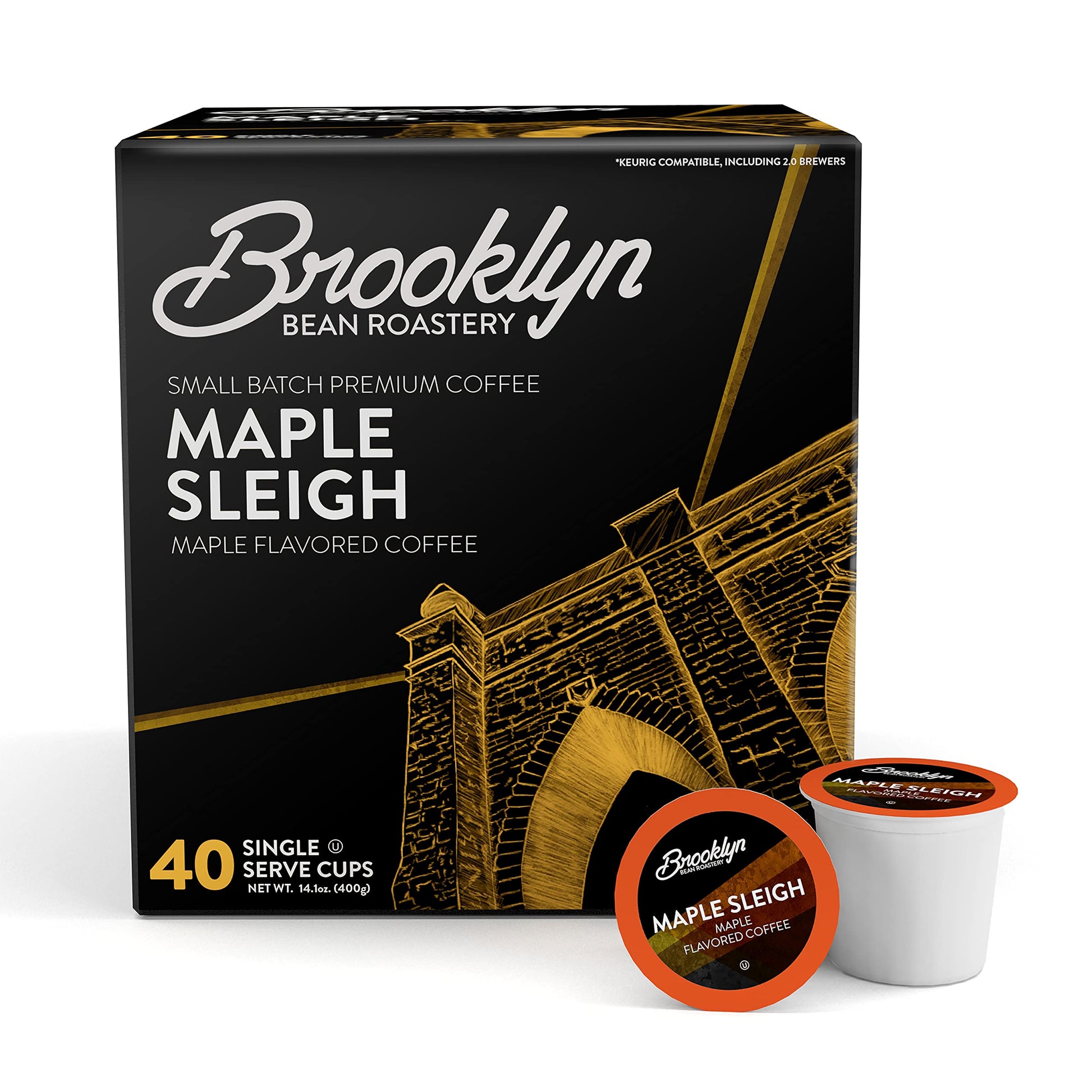 Brooklyn Beans Maple Sleigh Coffee Pods, Compatible with Keurig 2.0, 40 Count