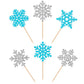 ZHUOWEISM 24 PCS Snowflake Cupcake Toppers Paper Winter Theme Decorations Silver Blue