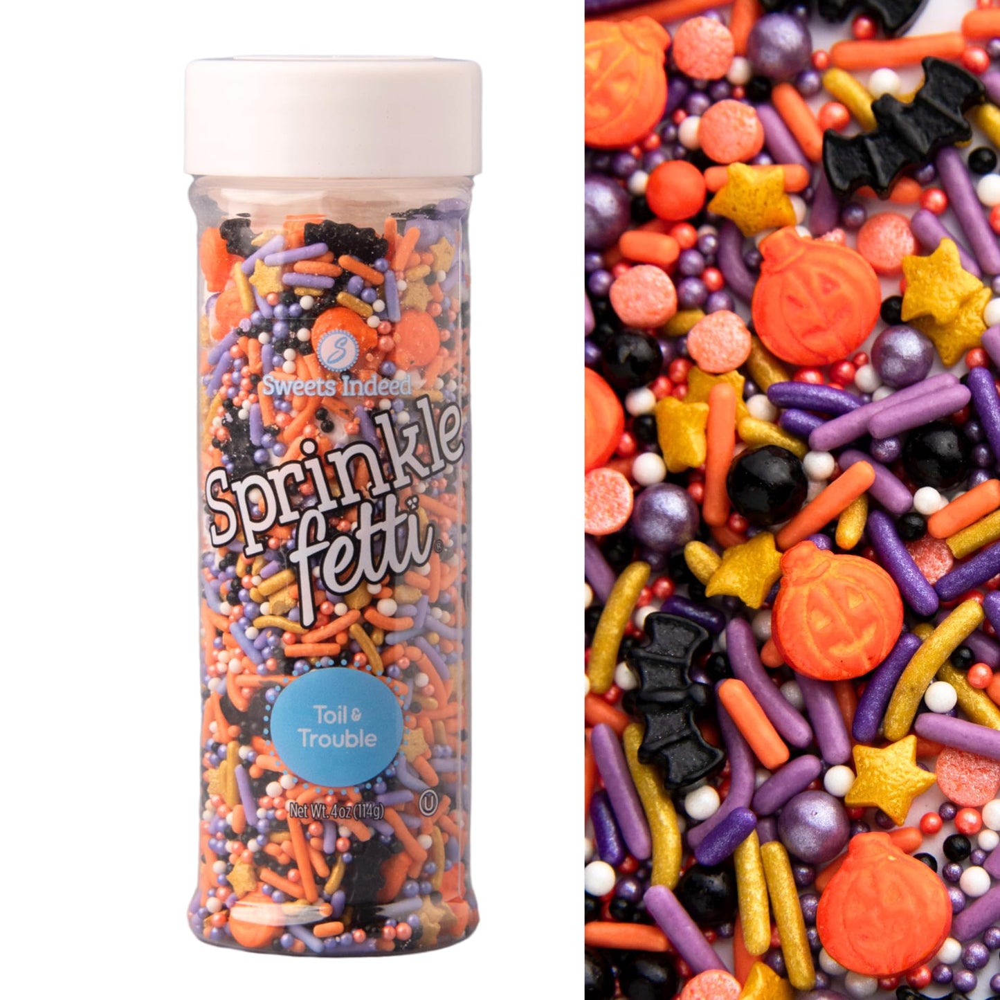 Sweets Indeed Halloween Sprinkles, Edible Candy Eyeballs, 4 oz, Toil & Trouble