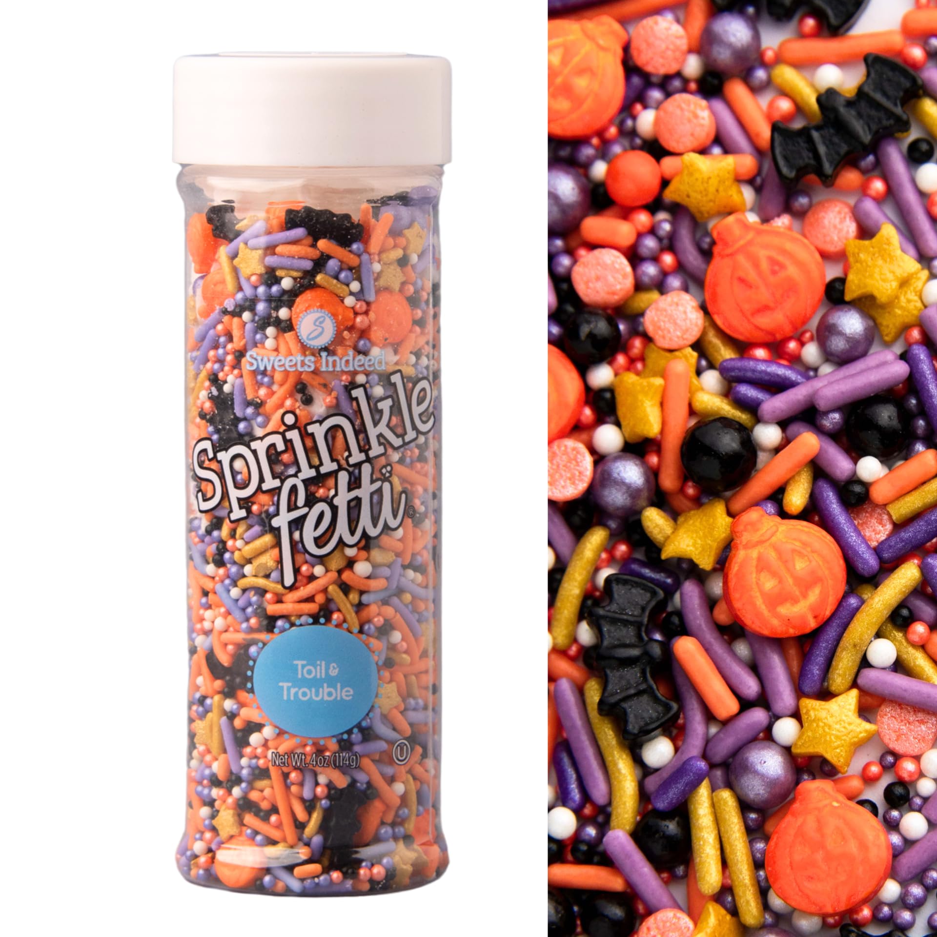 Sweets Indeed Halloween Sprinkles, Edible Candy Eyeballs, 4 oz, Toil & Trouble