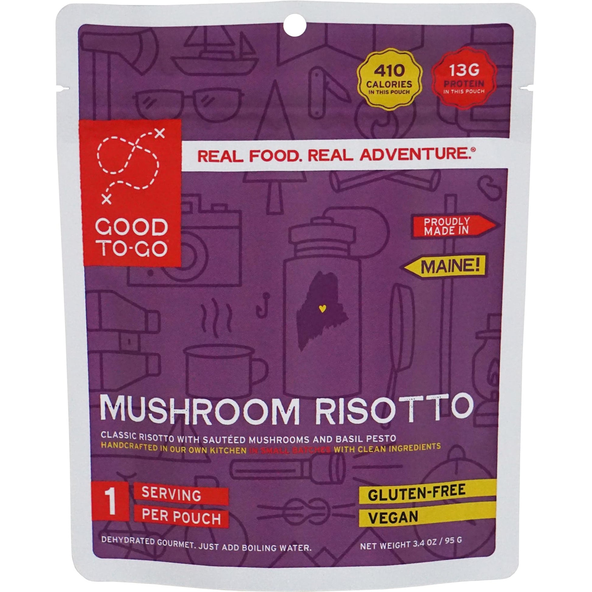GOOD TO-GO Mushroom Risotto (Single Serving) | Camping & Backpacking Food | Just Add Water Backpacking Meals | Good To-Go Dehydrated Meals Taste Better Than Freeze Dried Food