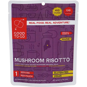 GOOD TO-GO Mushroom Risotto (Single Serving) | Camping & Backpacking Food | Just Add Water Backpacking Meals | Good To-Go Dehydrated Meals Taste Better Than Freeze Dried Food