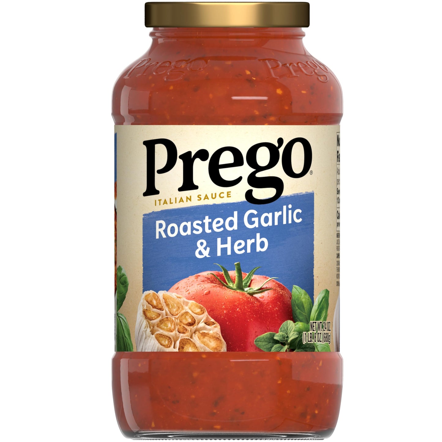 Prego Pasta Sauce, Italian Tomato Sauce With Roasted Garlic & Herbs, 24 Oz Jar