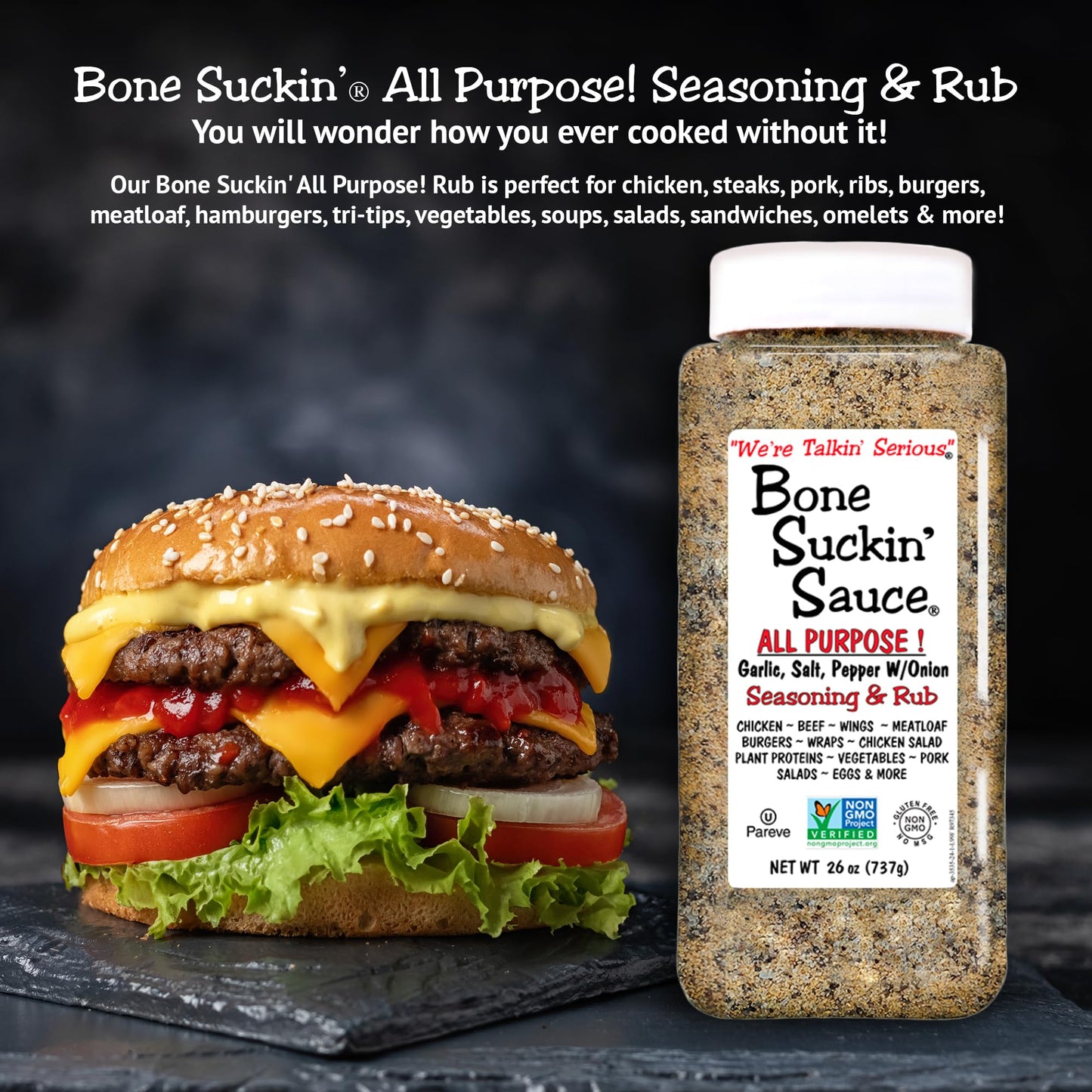 Bone Suckin' All Purpose Bulk Seasoning & Rub, Sugar Free, Gluten Free, Non Gmo, No Msg