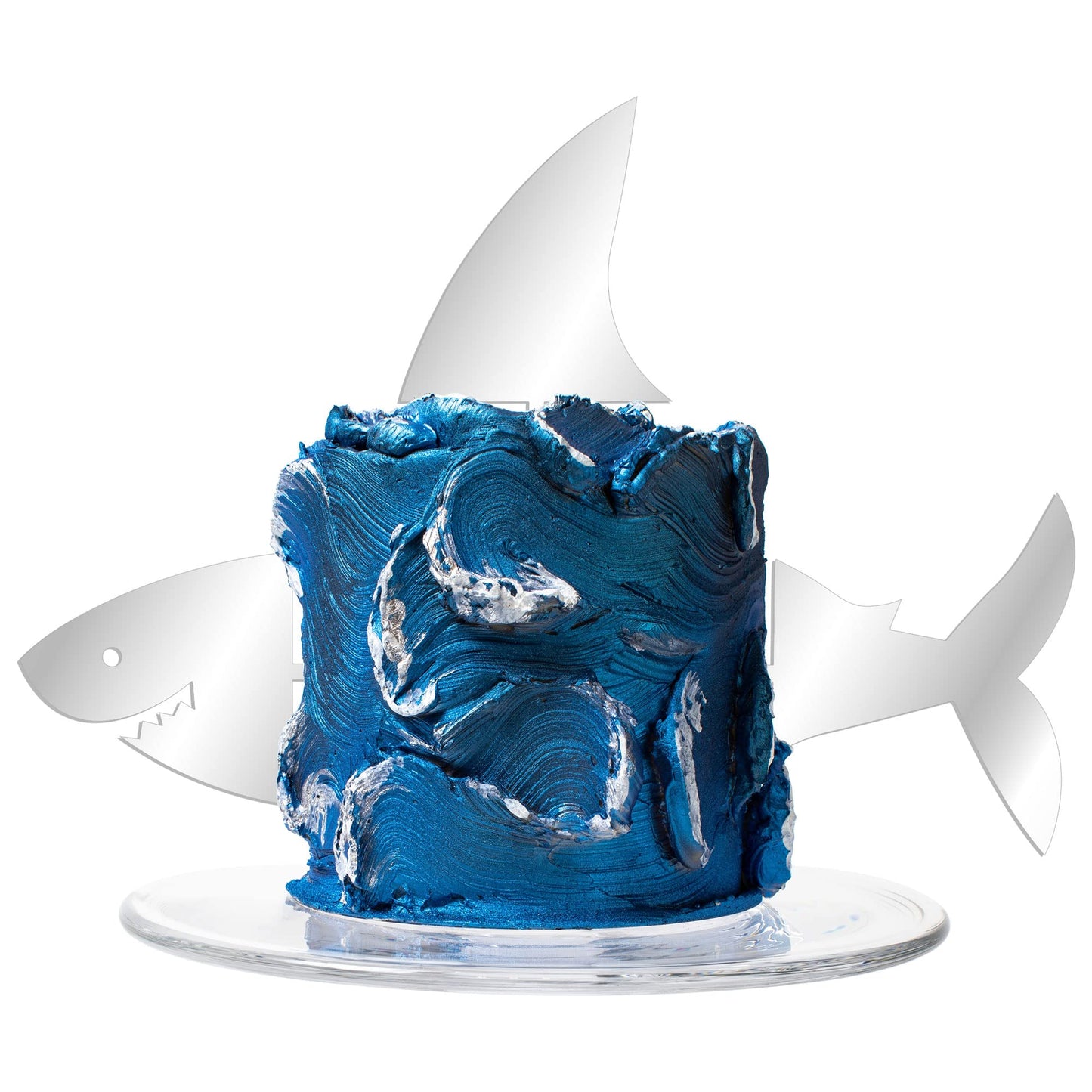 Gyufise Acrylic Shark Cake Topper Set - 3 Pcs, Ocean Animals Theme, Small, Shark Fin Decoration for Kids Birthday Party
