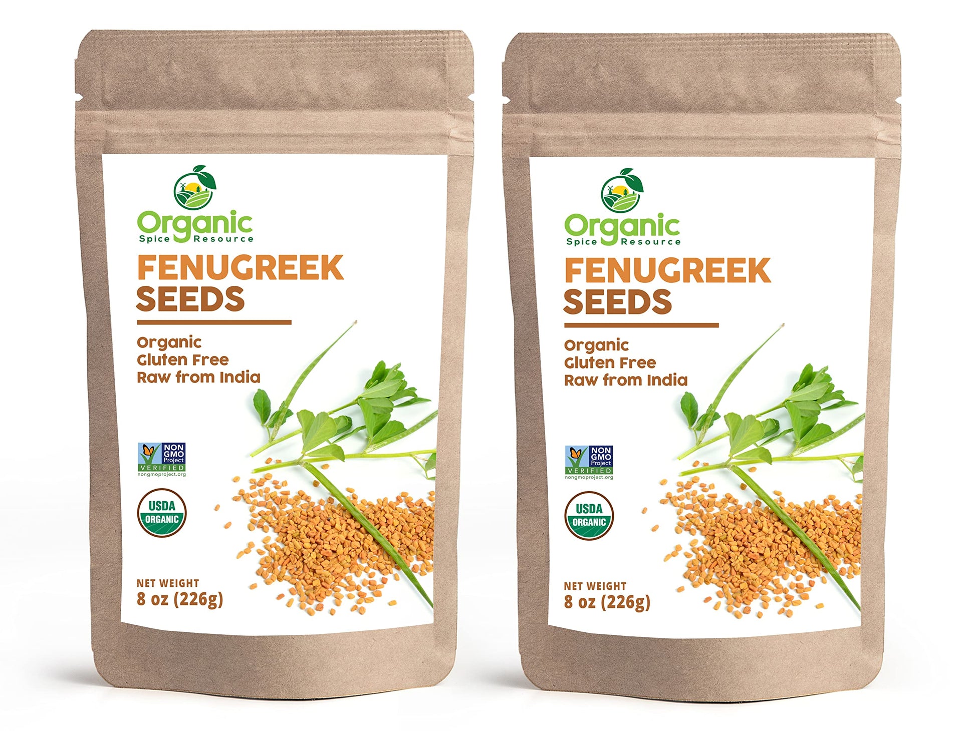 Organic Fenugreek Seeds  16oz Pack of 2  Lab Tested for Purity  Resealable Kraft Bag, USDA Organics and Non-gMO Verified Project