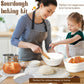BICRET Sourdough Starter Kit – Complete Baking Supplies, 2 Silicone Proofing Baskets, Baking Mat, White, Model FJ-3-4C
