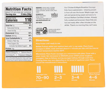 365 Everyday Value, Chicken & Maple Breakfast Sausage (Frozen), 10 Count