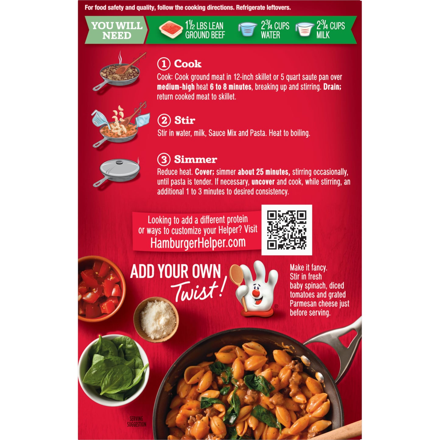 Hamburger Helper Cheesy Italian Shells Value Size, 9.9 Ounce, 6 per Case