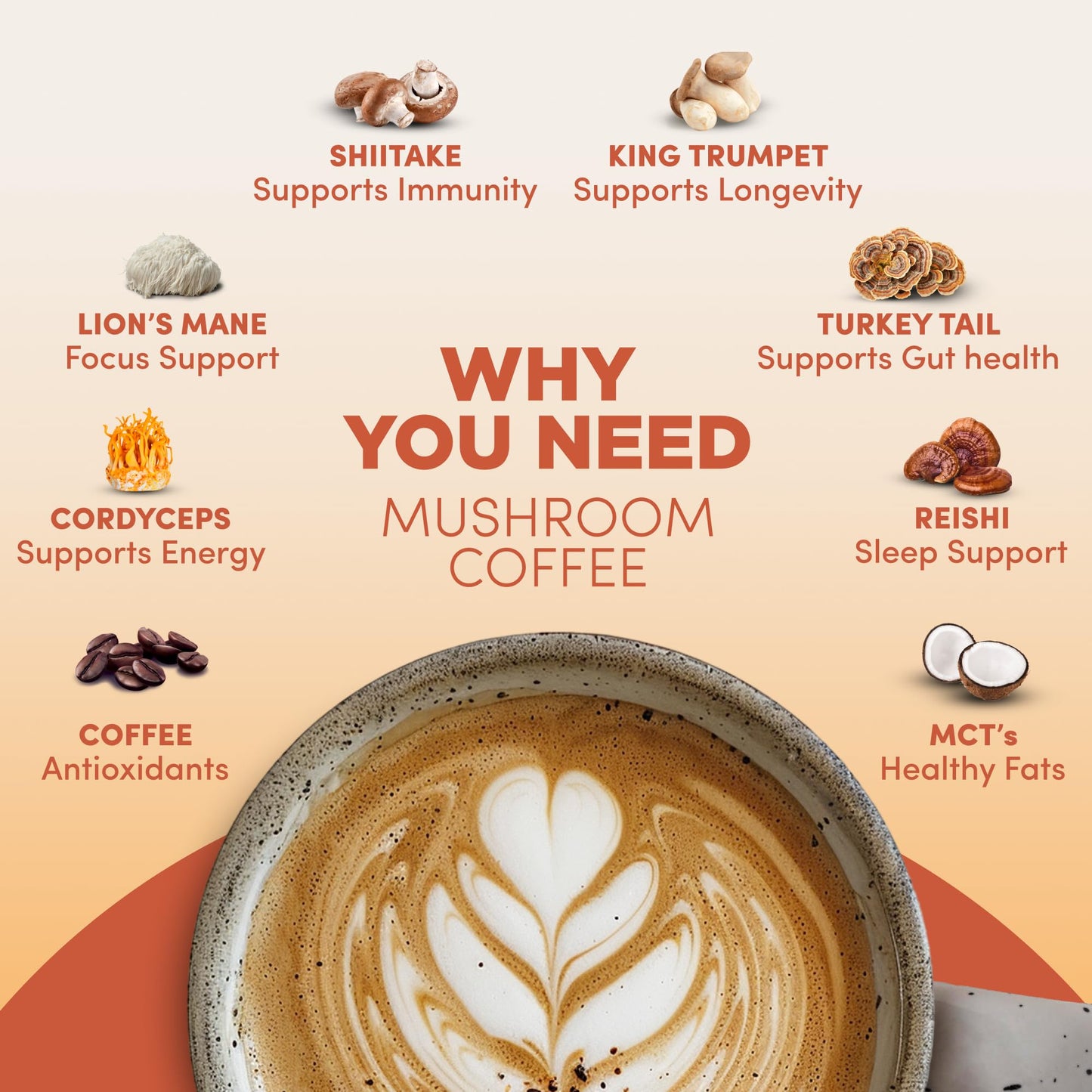 RYZE SUPERFOODS Mushroom Coffee Starter Kit, 6 Adaptogenic Mushrooms, 6.35 Ounce (Pack of 2)