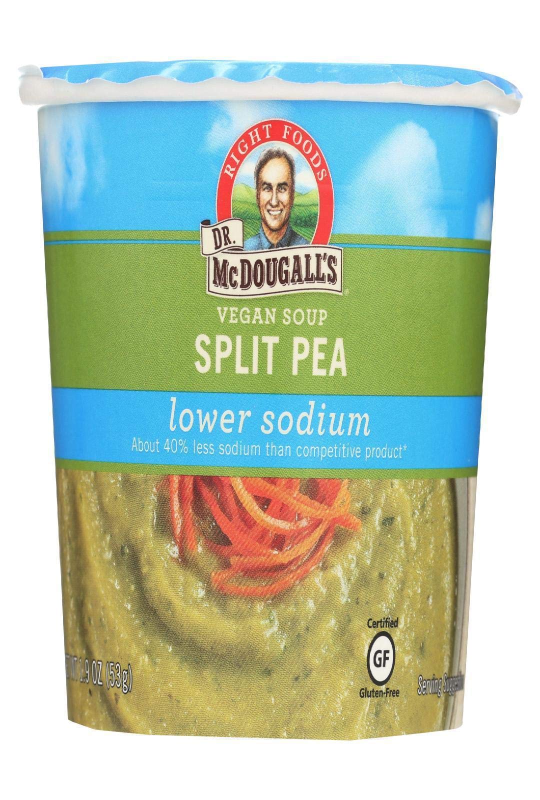 Dr. McDougall's Right Foods Vegan Split Pea Soup, Light Sodium, 1.9 oz Cups