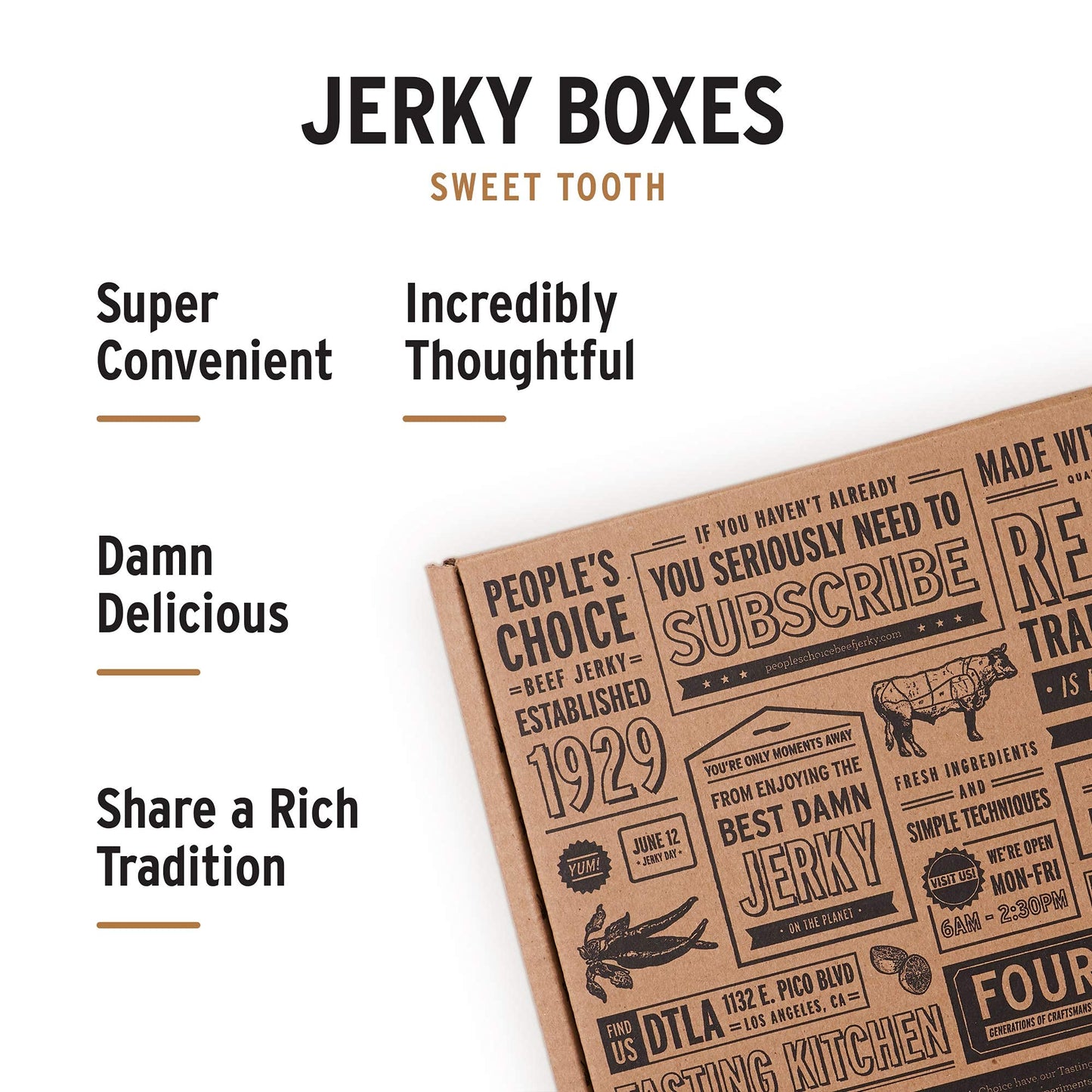 People’S Choice Beef Jerky – Box – Sweet Tooth – Sweet Set – Unique Gifts For Men – High Protein Meat Snack Sampler – Made In Usa – 4 Bag Variety Pack