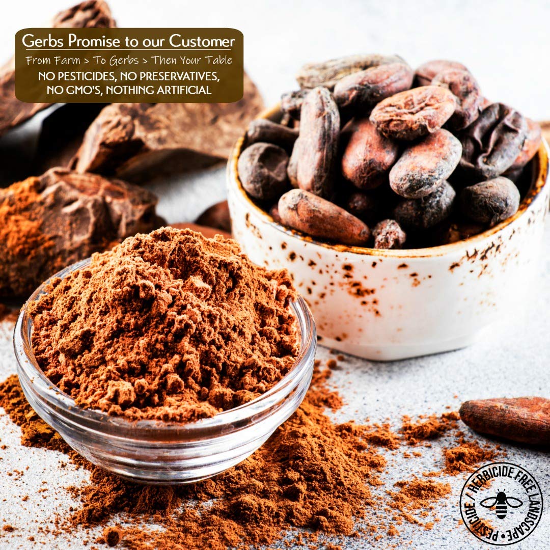 Natural Cocoa Powder By Gerbs, 2 Pound Resealable Bag, 10-12% Cocoa Butter Fat, Top 14 Allergy Free Foods, Gluten & Peanut Free,